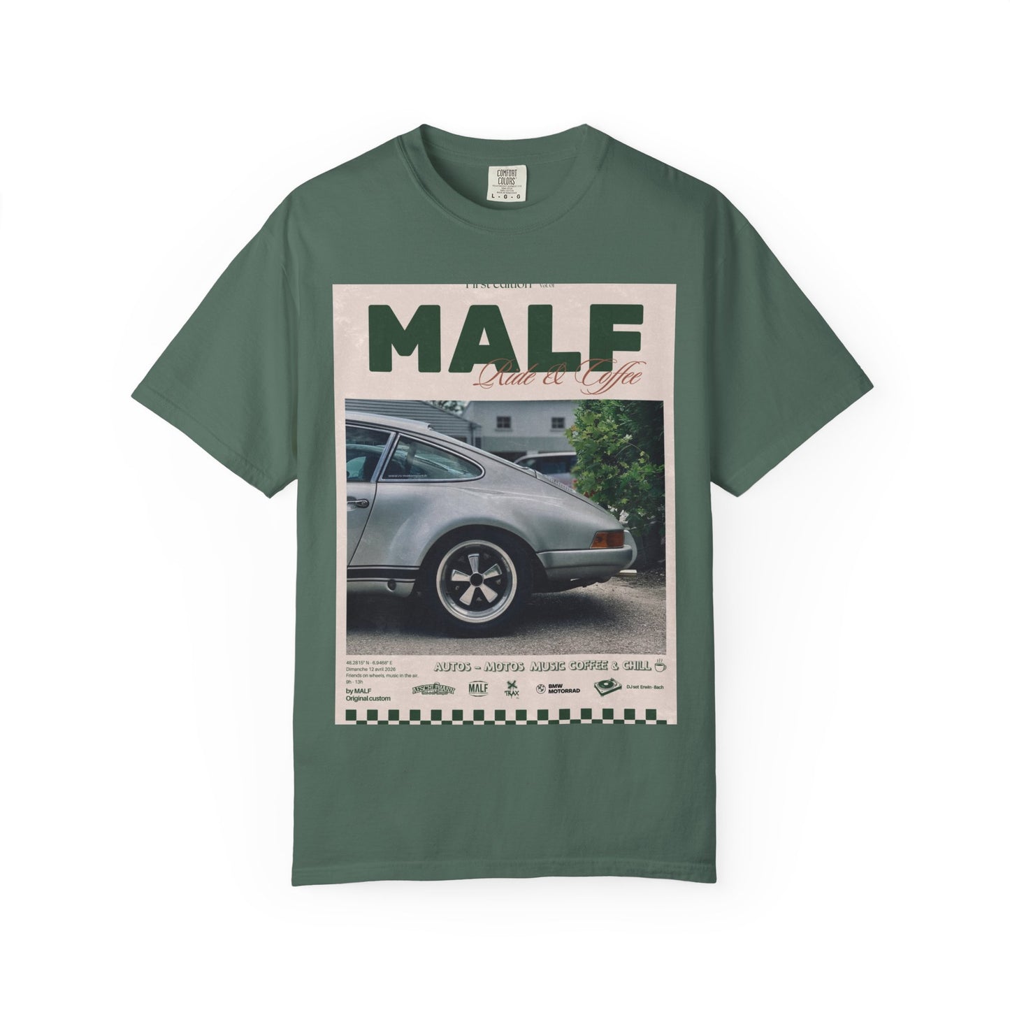 Vintage Porsche Photo Tee — "MALF Live to Ride" Graphic T-Shirt