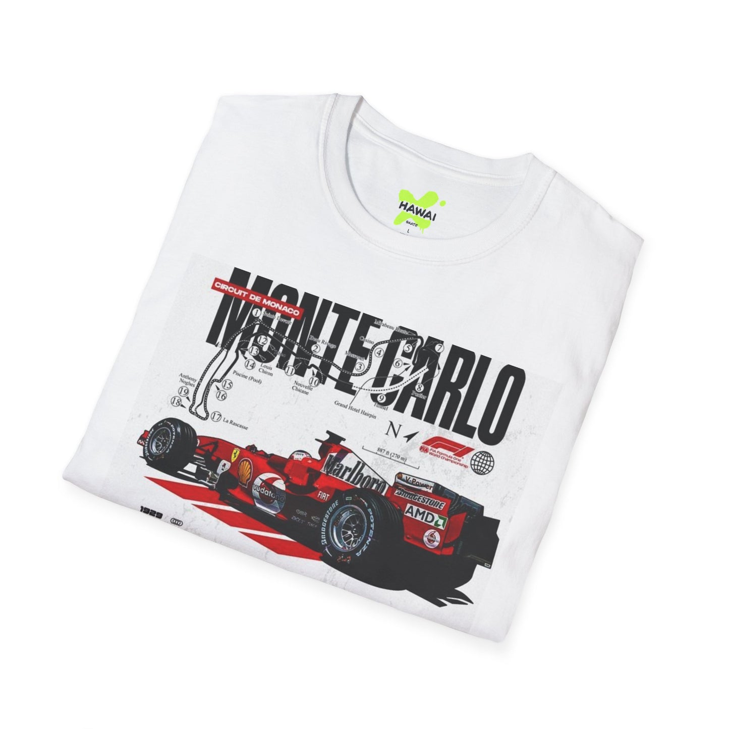 Monte Carlo Racing Graphic T-Shirt - Unisex Softstyle Tee for Car Enthusiasts