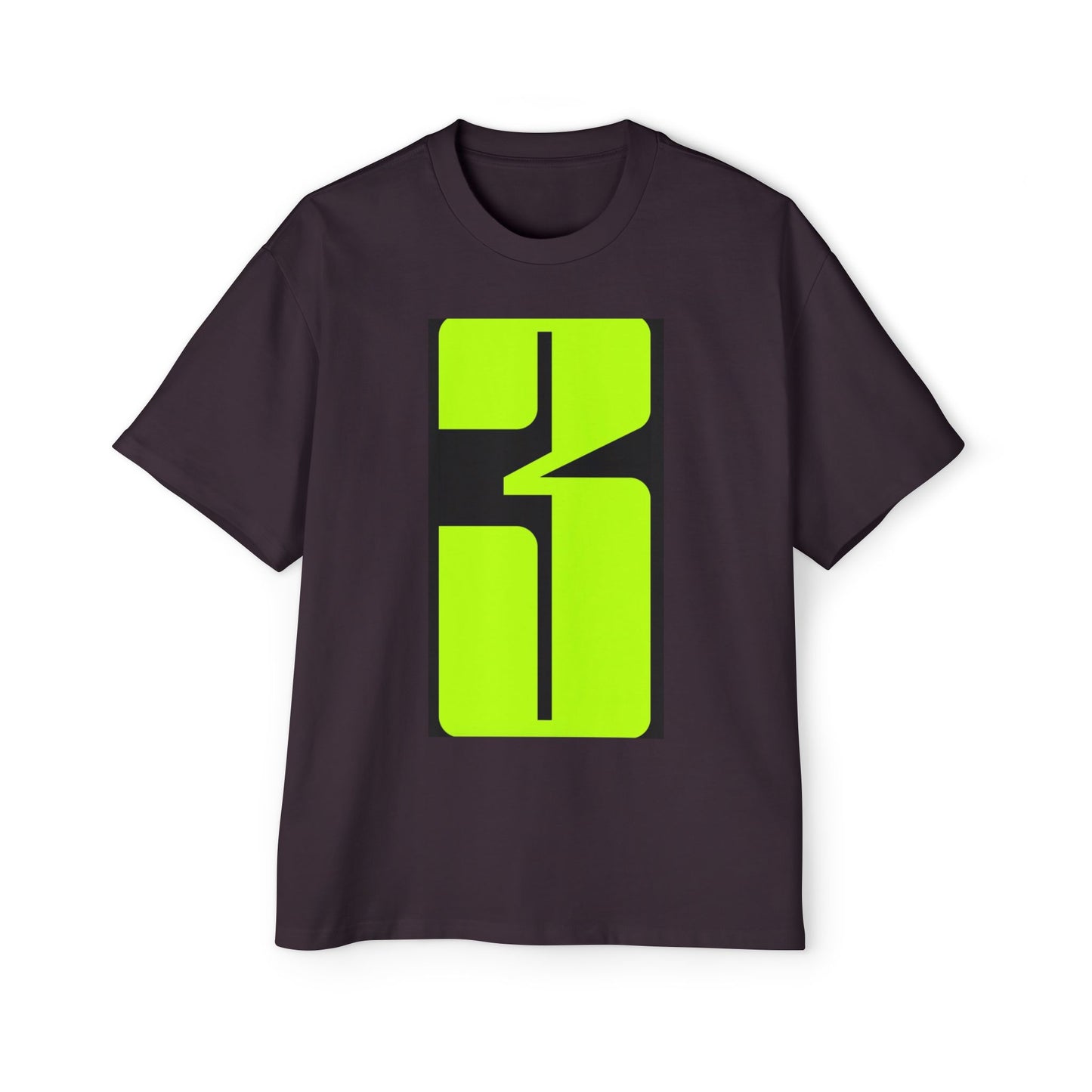 Oversized Tee — Neon Abstract '3' Graphic