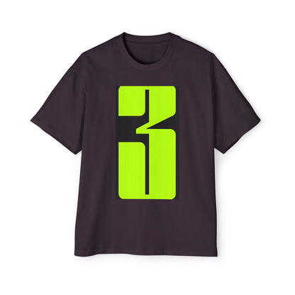 Oversized Tee — Neon Abstract '3' Graphic