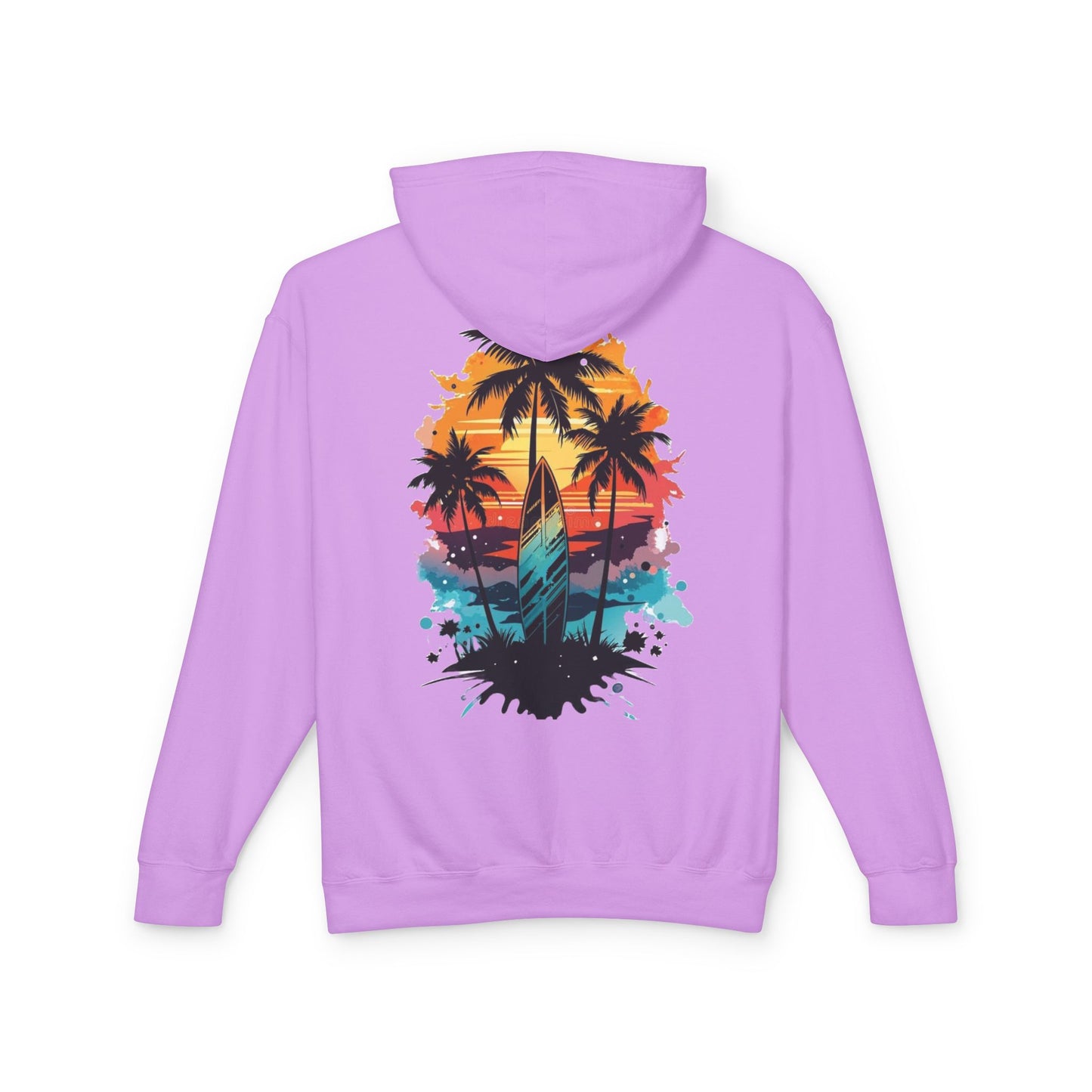 Coastal Sunset Surf Hoodie - Unisex Lightweight Hooded Sweatshirt