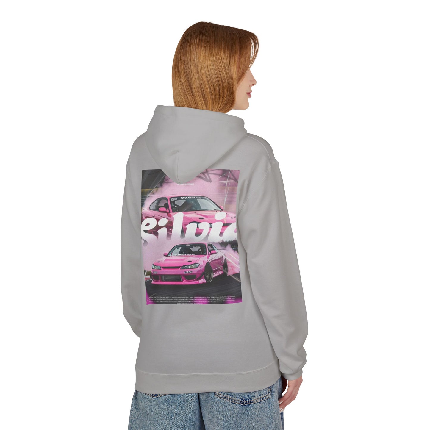 Unisex Fleece Hoodie with Pink Silvia Design - Stylish and Comfortable Streetwear