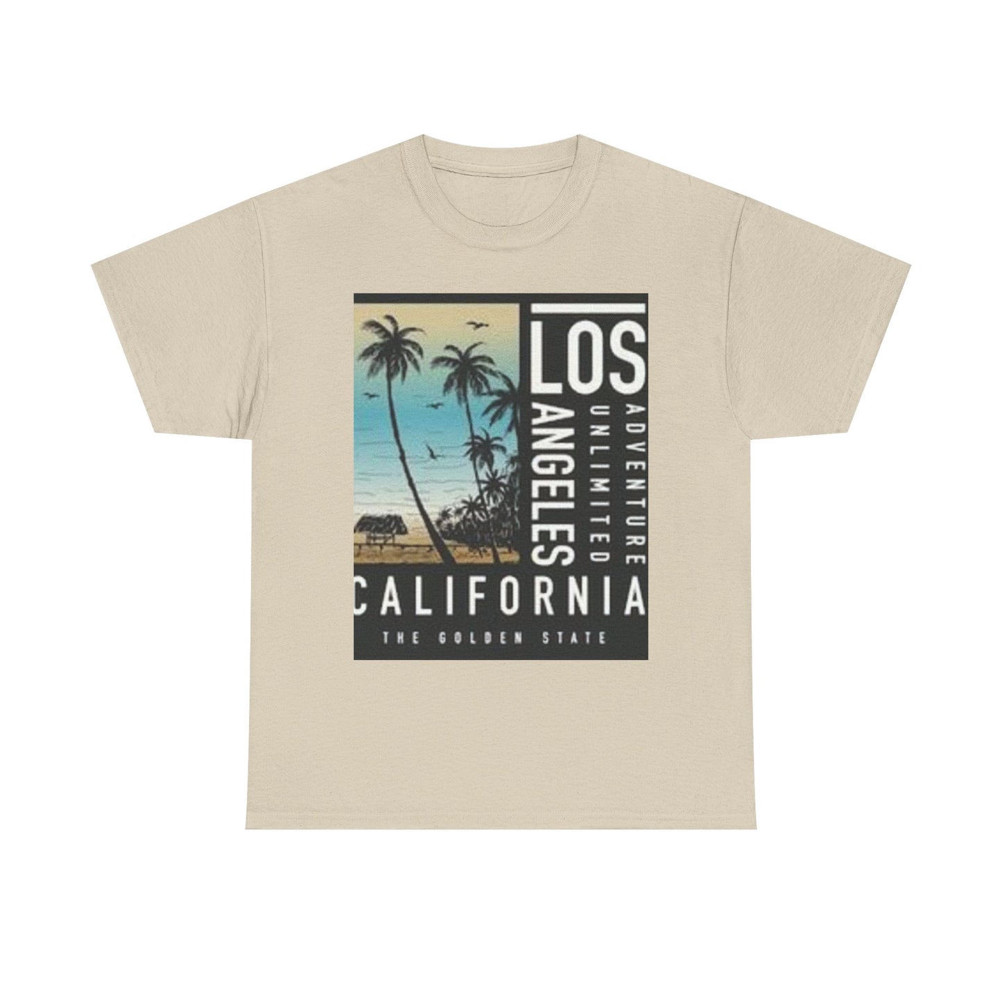 California Adventure Unisex Heavy Cotton Tee, Summer Style Shirt, Beach Vacation Top, Los Angeles Gift, Travel Apparel