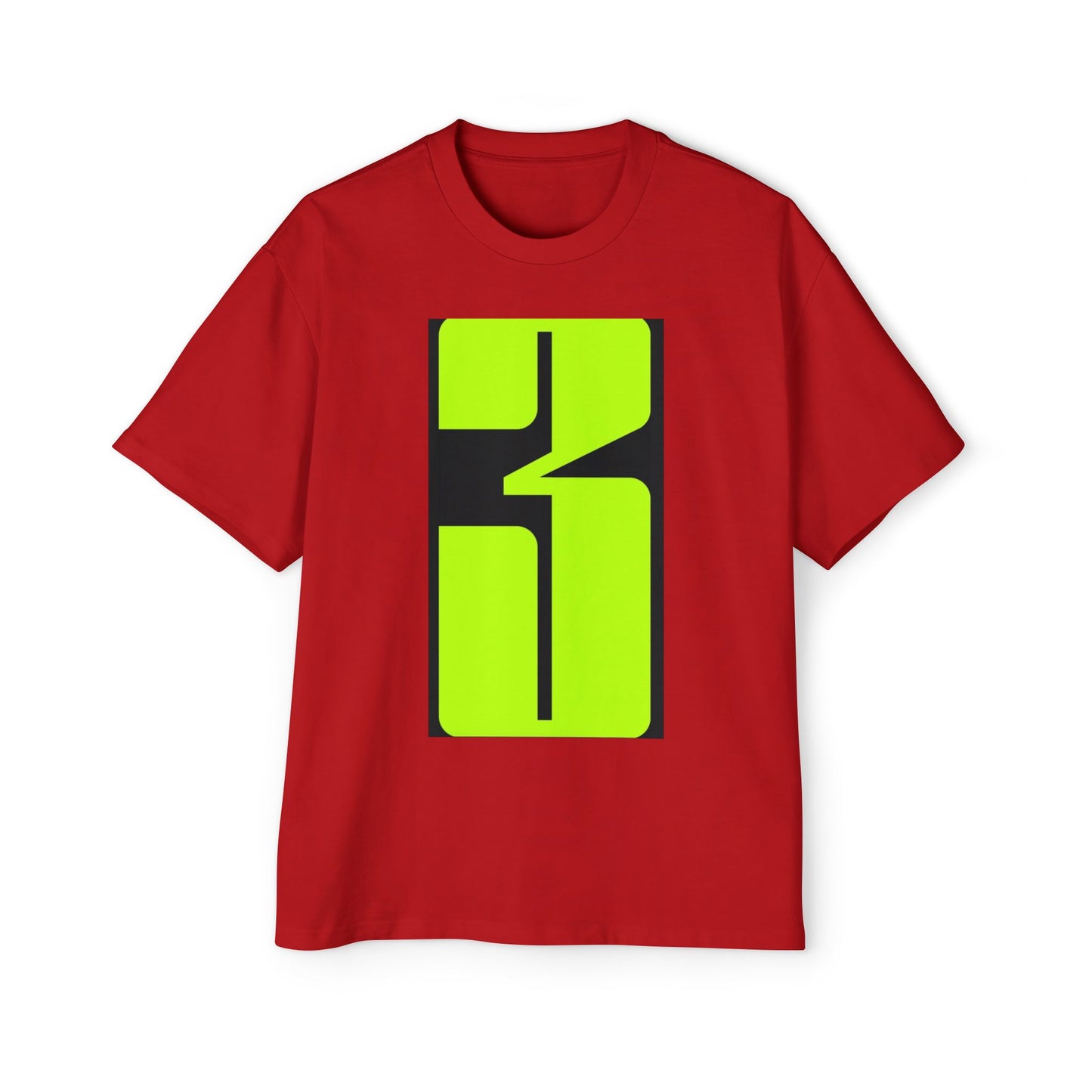 Oversized Tee — Neon Abstract '3' Graphic