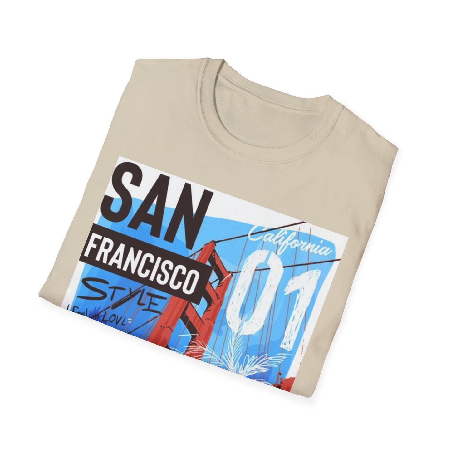 San Francisco Graphic Unisex Softstyle T-Shirt - California Vibe, Perfect for Beach Lovers