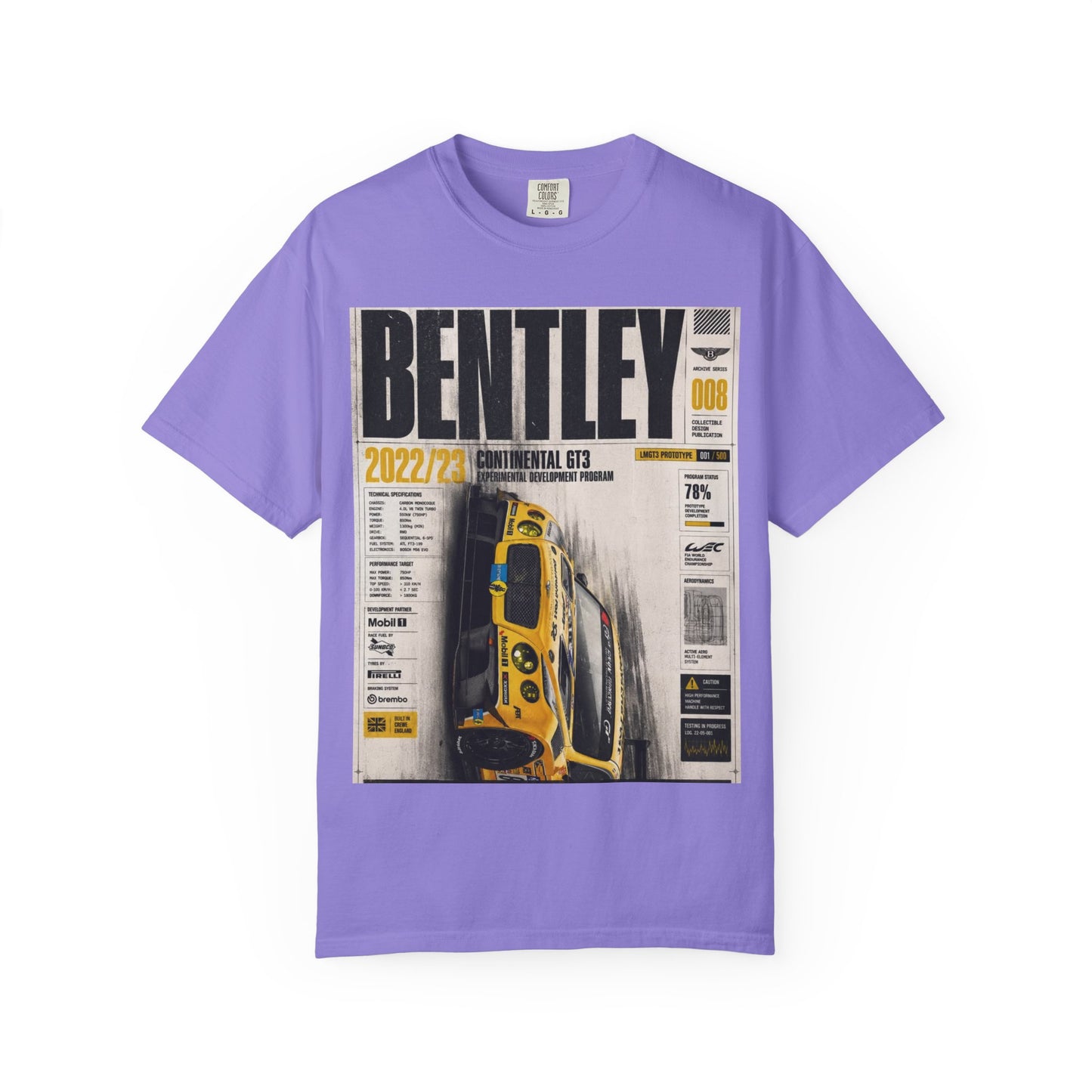 Bentley Magazine Cover T-Shirt – Yellow Sports Car Graphic Tee
