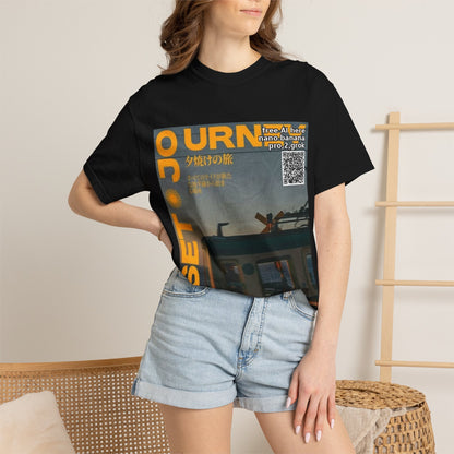 Sunset Train Graphic T-Shirt — Japanese Retro Transit Poster Tee