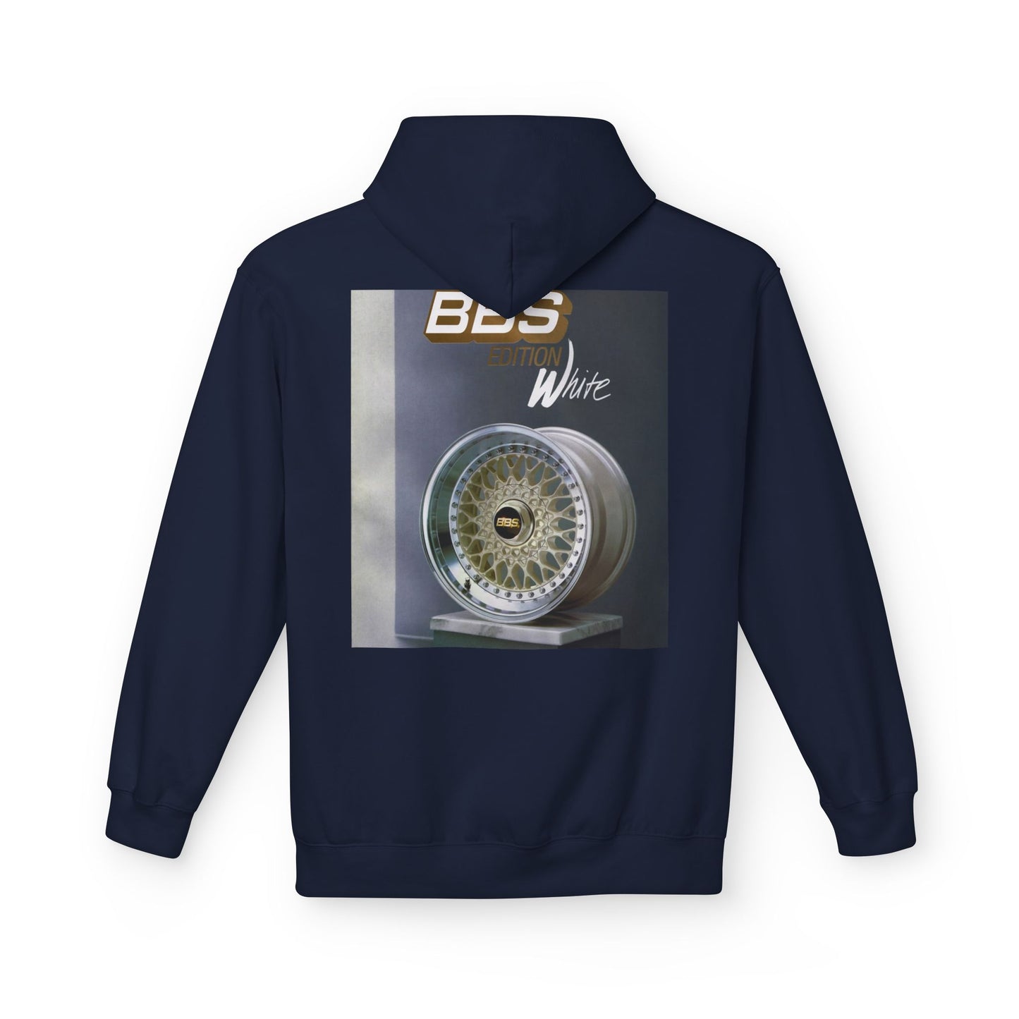BBS Edition White Hoodie | Unisex Softstyle Fleece + Trendy Car Enthusiast Design