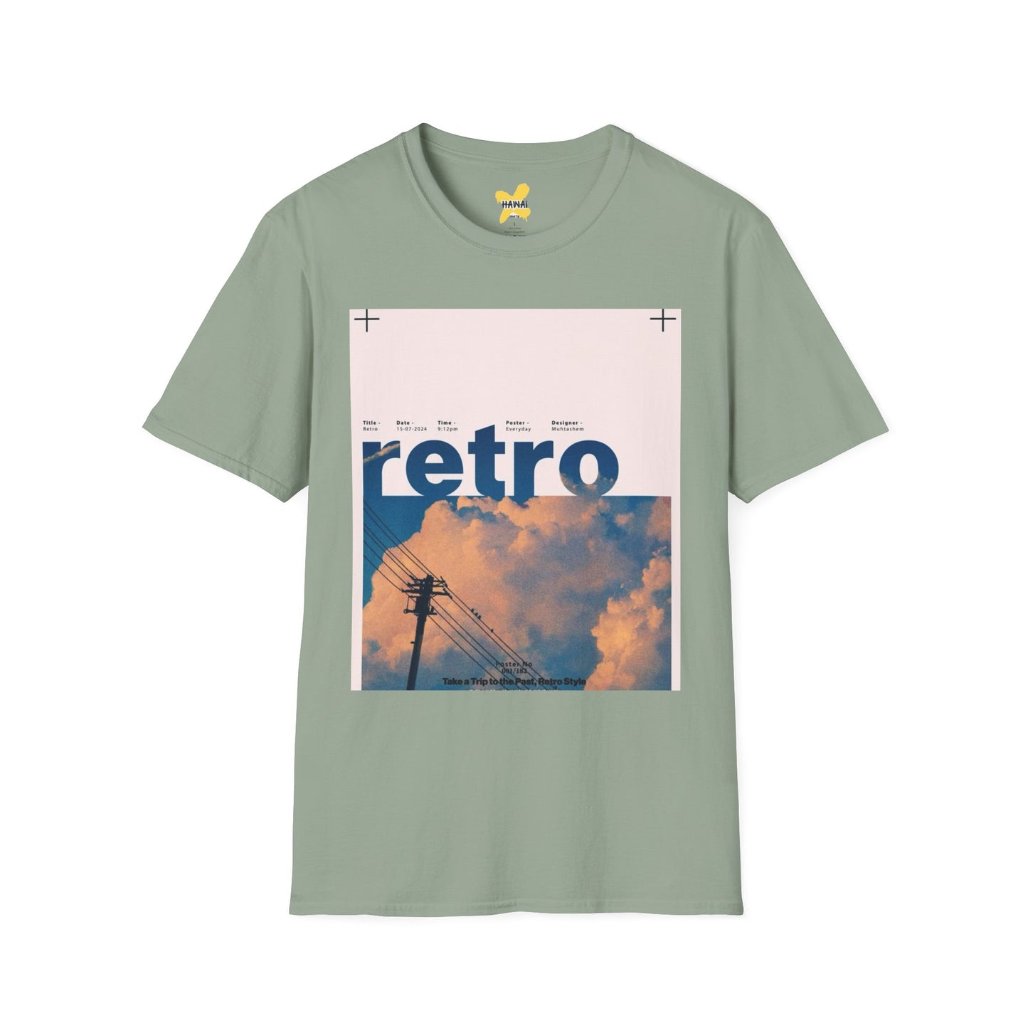 Retro Aesthetic Unisex Softstyle T-Shirt - Vintage Clouds & Texture Design