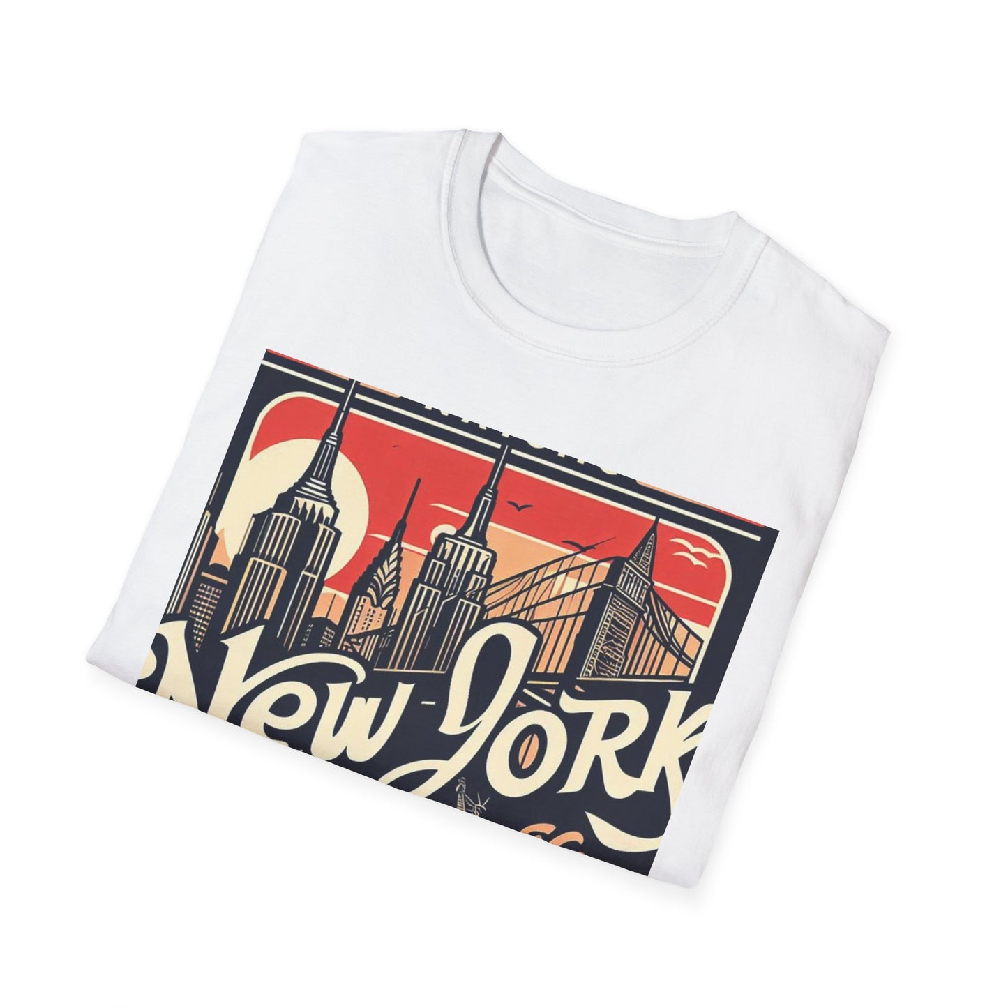 NYC Vintage T-Shirt, Unisex Softstyle Tee, New York City Shirt, Travel Souvenir Gift, Casual Wear for Tourists