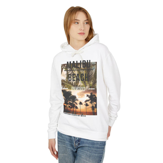 Malibu Beach Graphic Hoodie – Unisex Lightweight Sweatshirt for Tropical Vibes