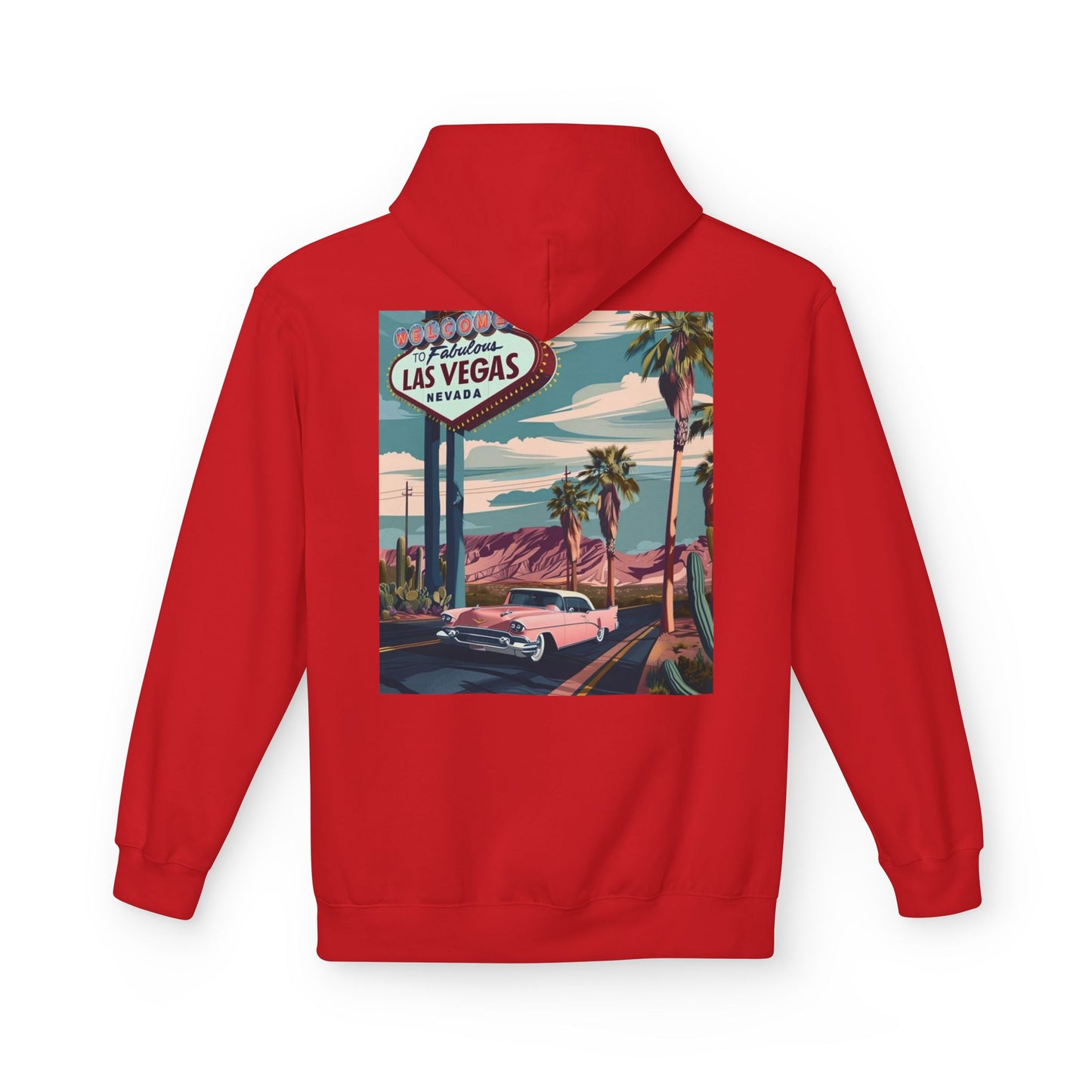 Retro Las Vegas Fleece Hoodie - Unisex Midweight Sweatshirt