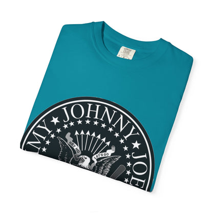 Vintage-Inspired Unisex Garment-Dyed T-Shirt with Rock Band Logo
