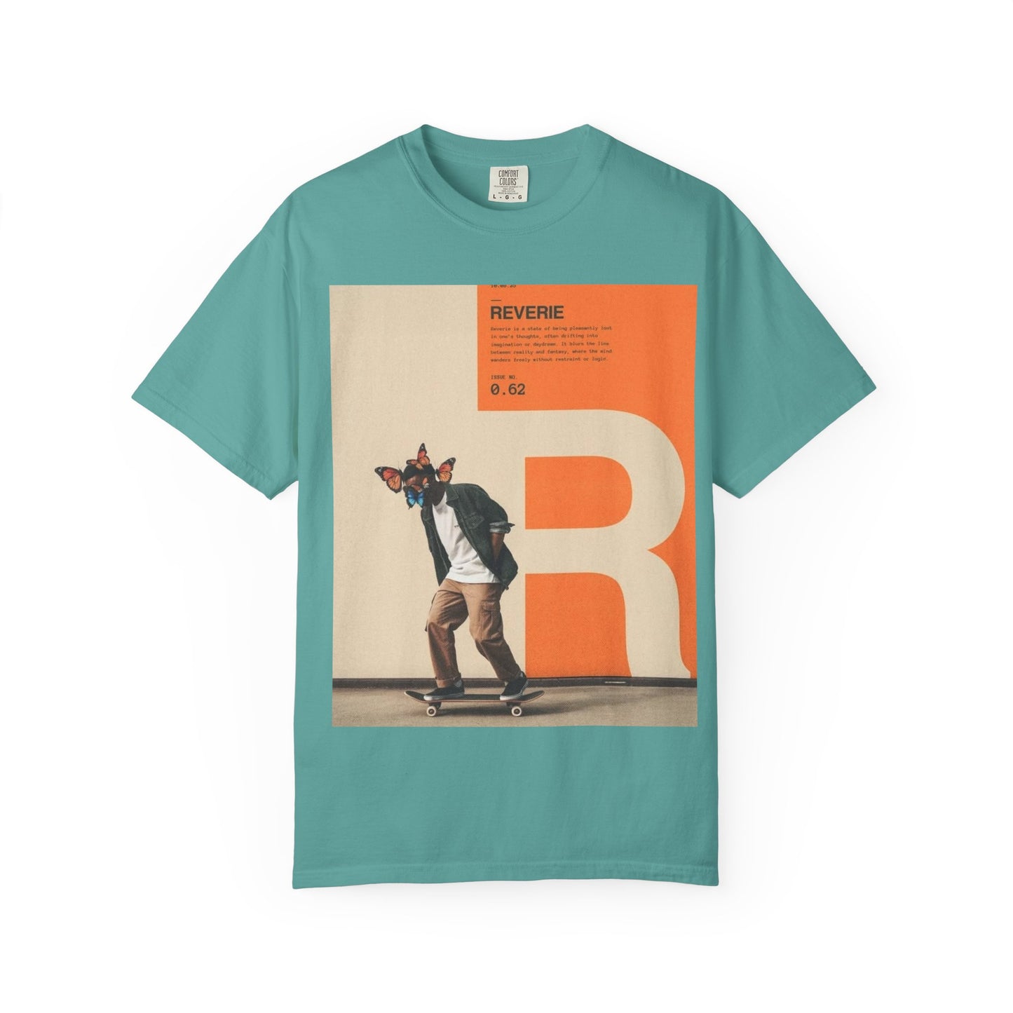 Reverie Skateboard Graphic T‑Shirt — Vintage R Letter Streetwear Tee