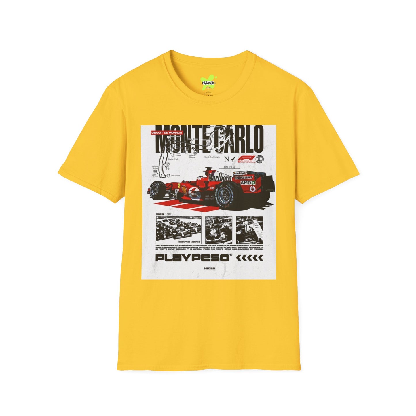 Monte Carlo Racing Graphic T-Shirt - Unisex Softstyle Tee for Car Enthusiasts