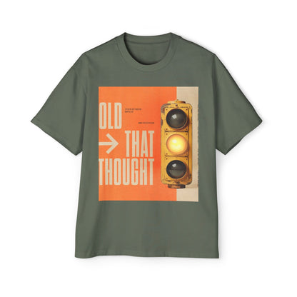 Oversized Tee — Retro Traffic Light 'Hold That Thought' Graphic