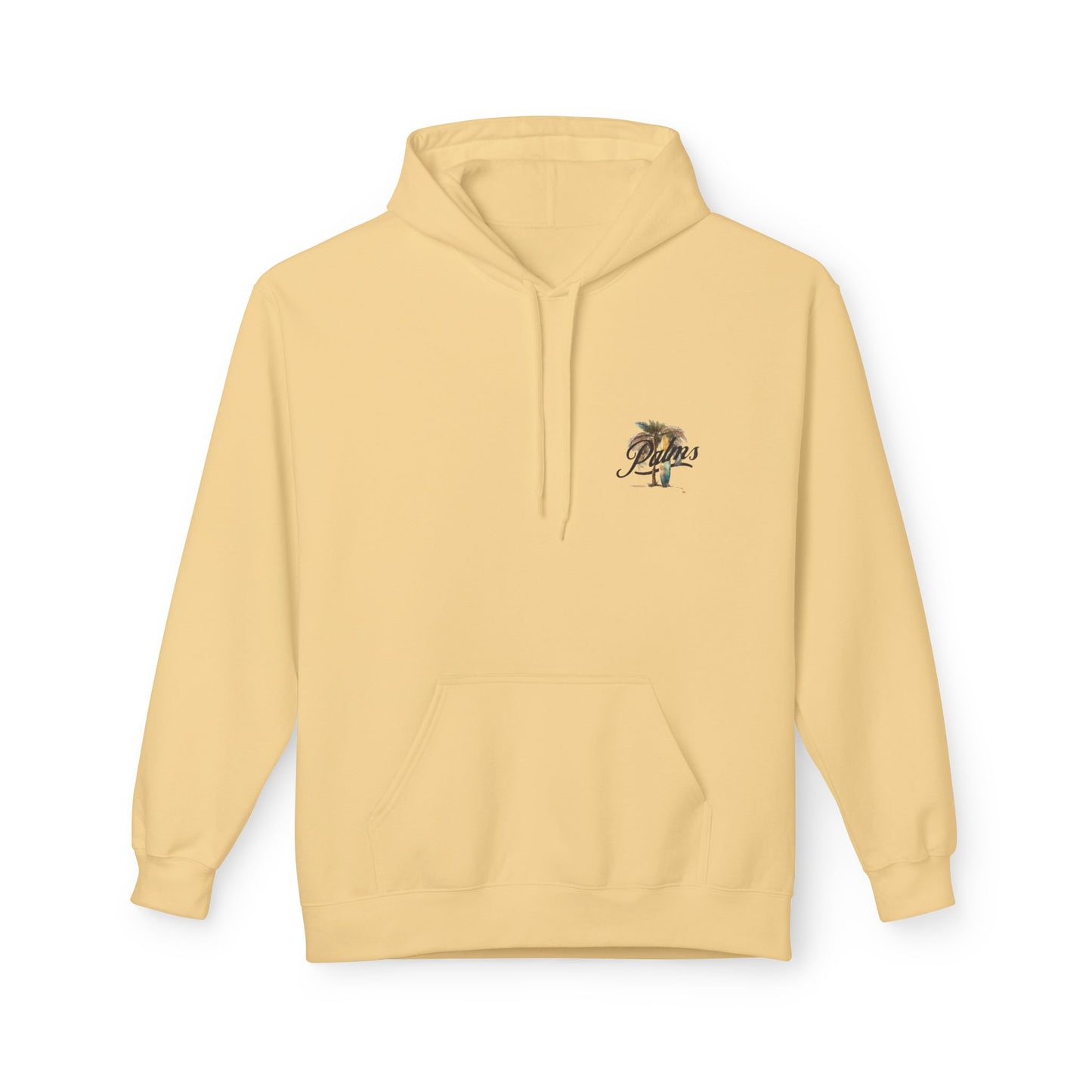Cozy Beach Vibes Hoodie - Palm Tree & Surf Design