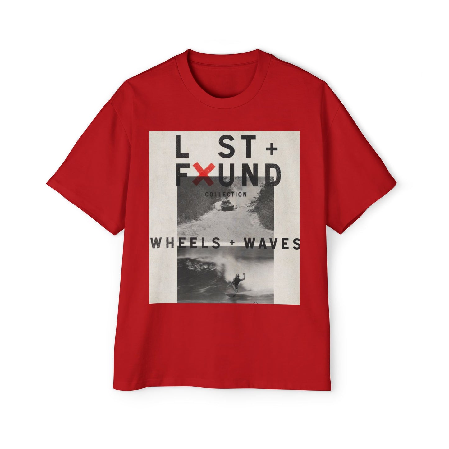 Lost & Found 'Wheels + Waves' Graphic Tee — Oversized Men's Surf Skate Shirt