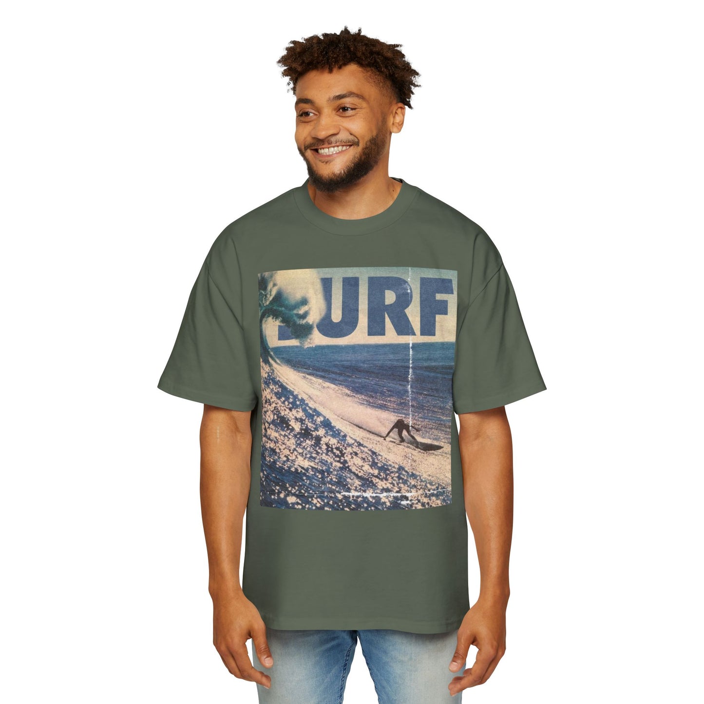 Surf Vintage Photo Tee — Men's Oversized Surf Graphic T-Shirt