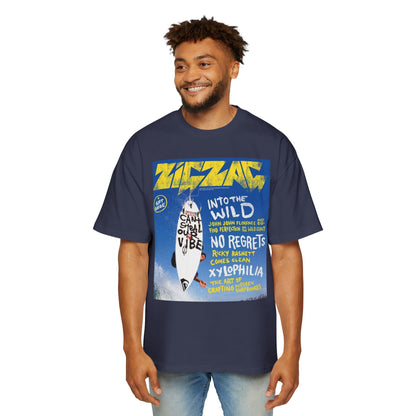 Surf Poster Graphic Tee — "Into the Wild / No Regrets" Oversized Men’s T‑Shirt