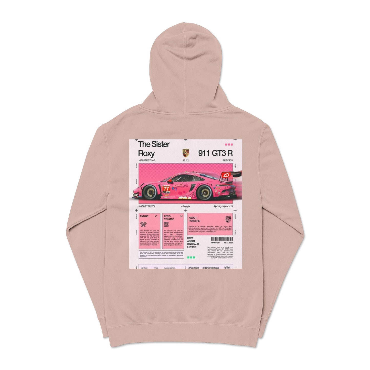 Pigment-Dyed Hoodie — Retro Racing Car Graphic ("911 GT3R")