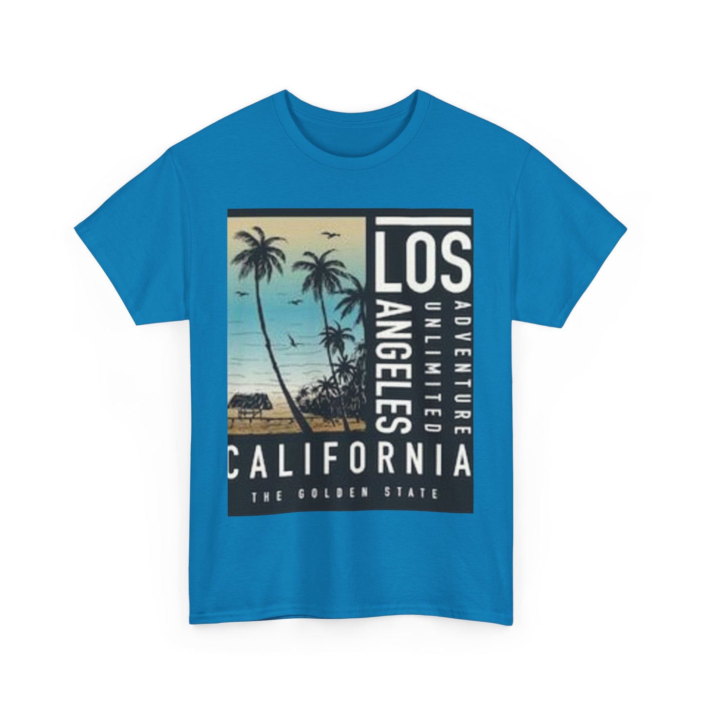 California Adventure Unisex Heavy Cotton Tee, Summer Style Shirt, Beach Vacation Top, Los Angeles Gift, Travel Apparel