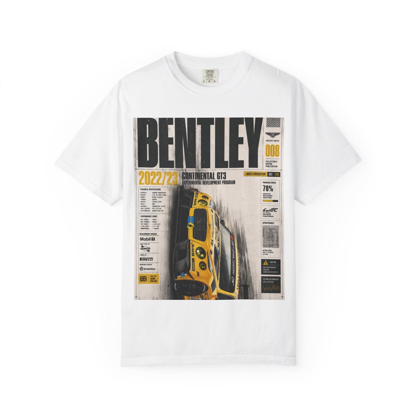 Bentley Continental GT Newspaper Graphic T‑Shirt — Vintage Racing Poster Tee