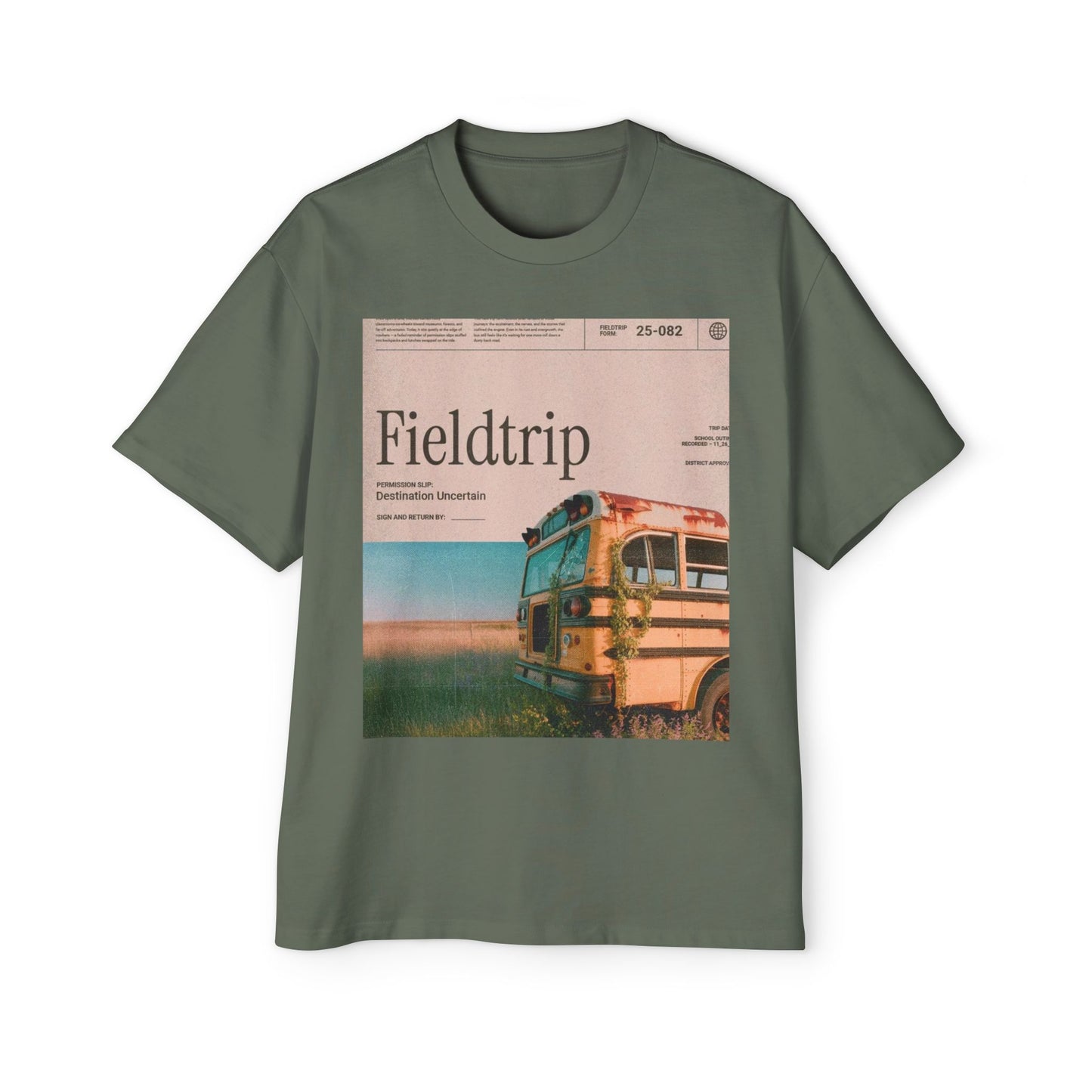 Fieldtrip Graphic Tee — Vintage School Bus Photo Print
