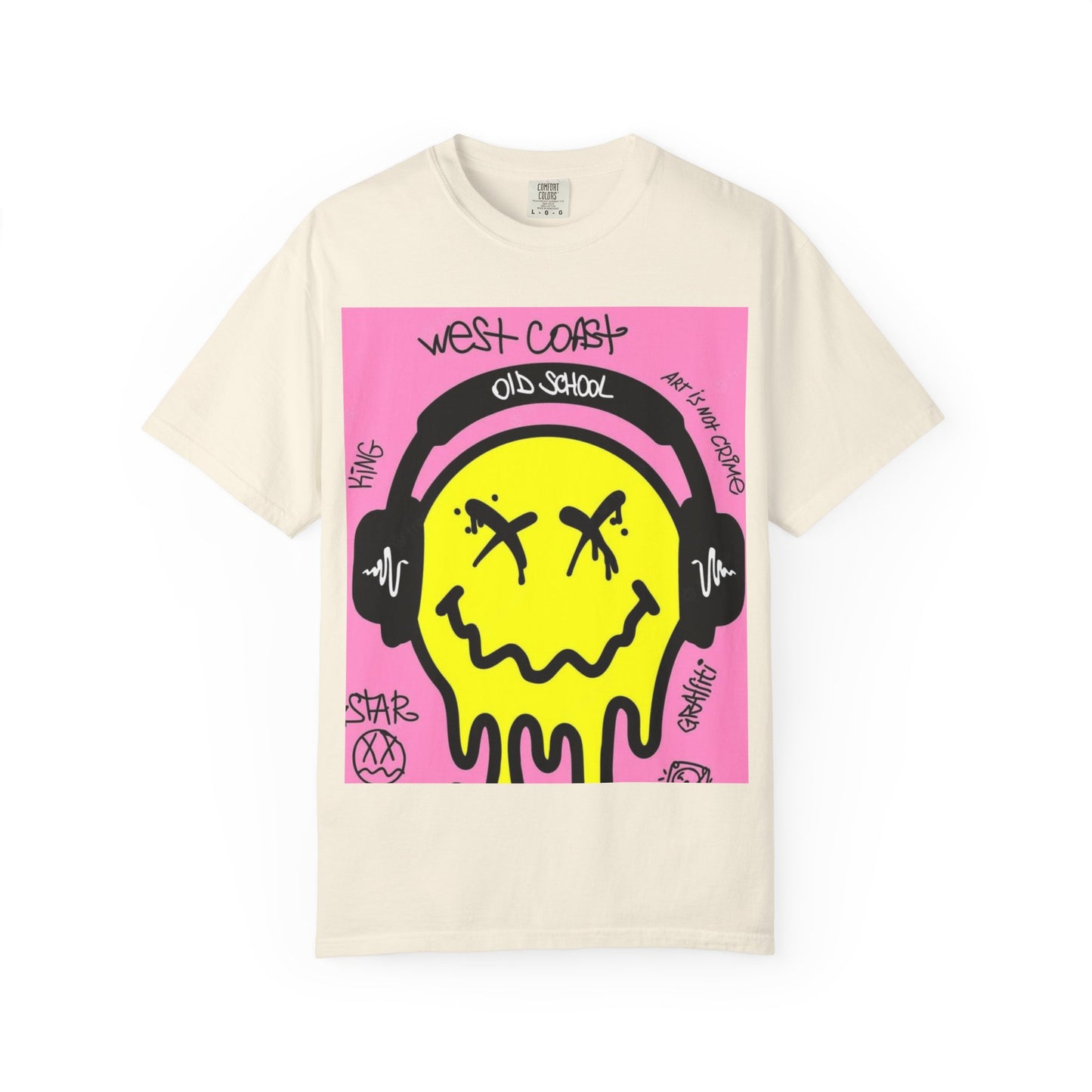 Retro Street Art T-Shirt - West Coast Vibe with Smiley Design