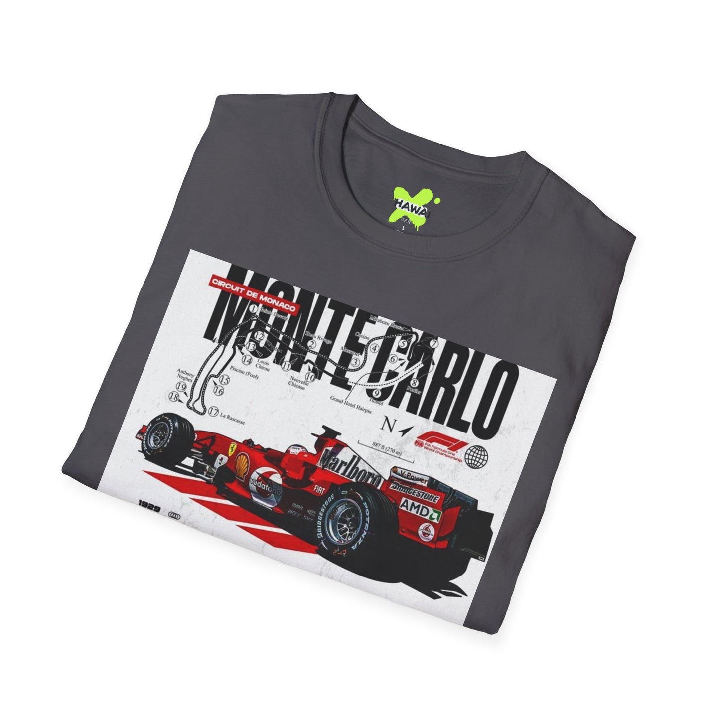 Monte Carlo Racing Graphic T-Shirt - Unisex Softstyle Tee for Car Enthusiasts