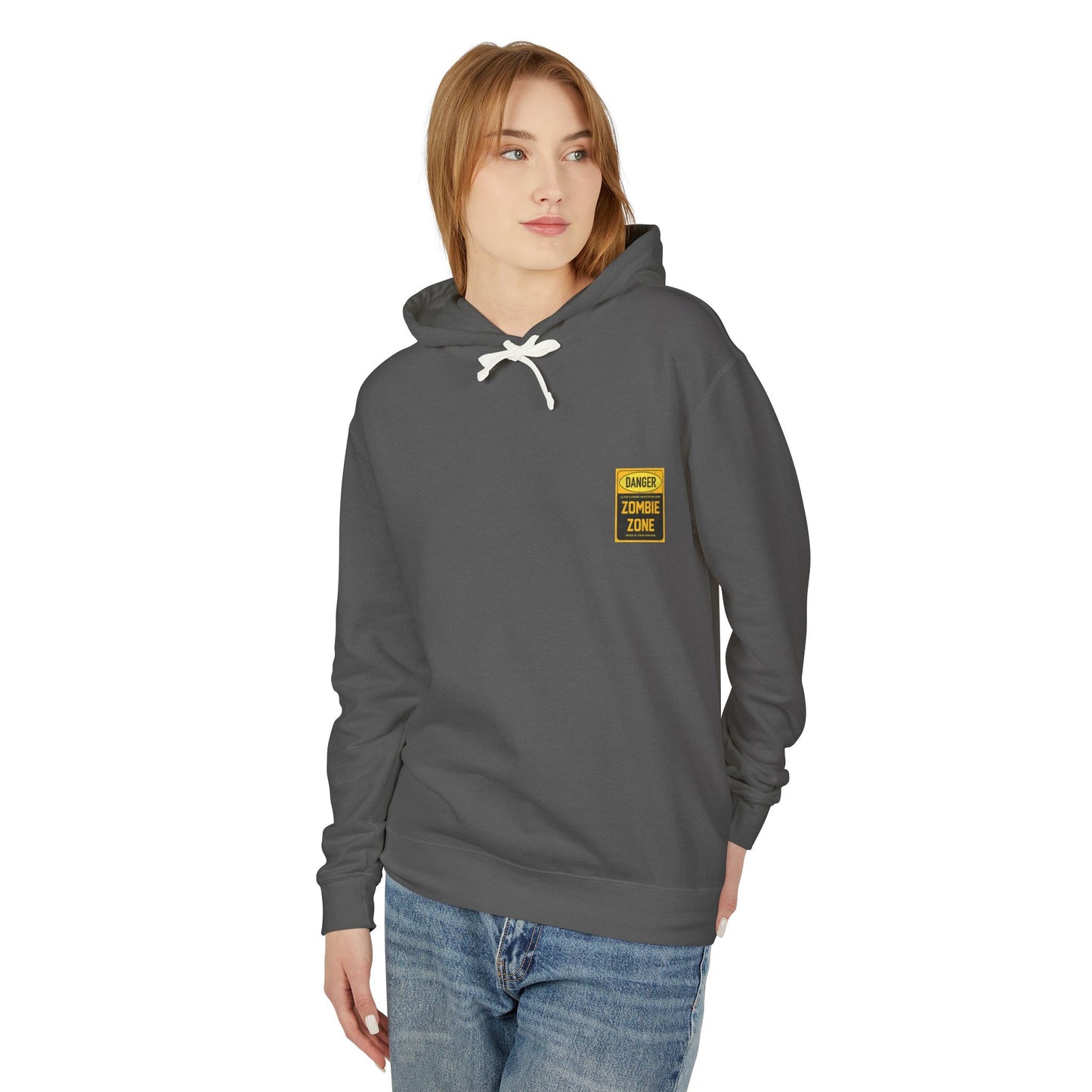 Unisex Zombie Zone Hooded Sweatshirt - Danger Sign Design