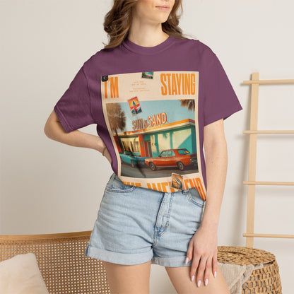 Weekend Staycation Vintage T-Shirt — "I'm Staying the Weekend" Retro Diner Design