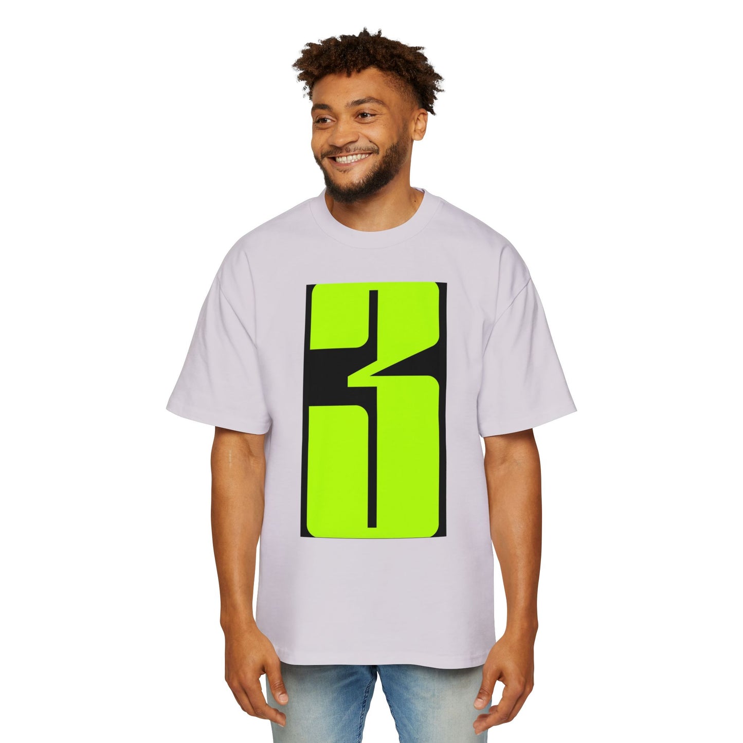 Oversized Tee — Neon Abstract '3' Graphic