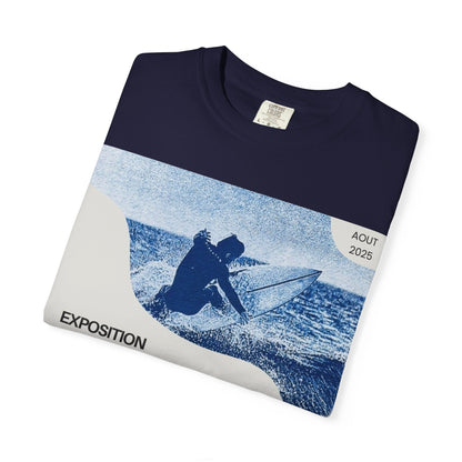 Bleu Sauvage Surf Poster T-Shirt — Vintage French Surfing Graphic Tee