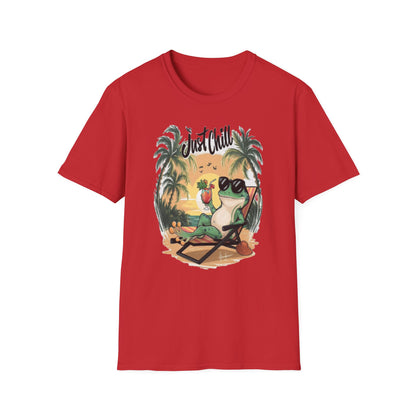 Just Chill Unisex Softstyle T-Shirt - Relaxing Frog Design for Casual Summer Vibes