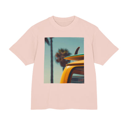 Surf Van Beach Photo Tee — Vintage Palm & Surfboard Graphic T-Shirt