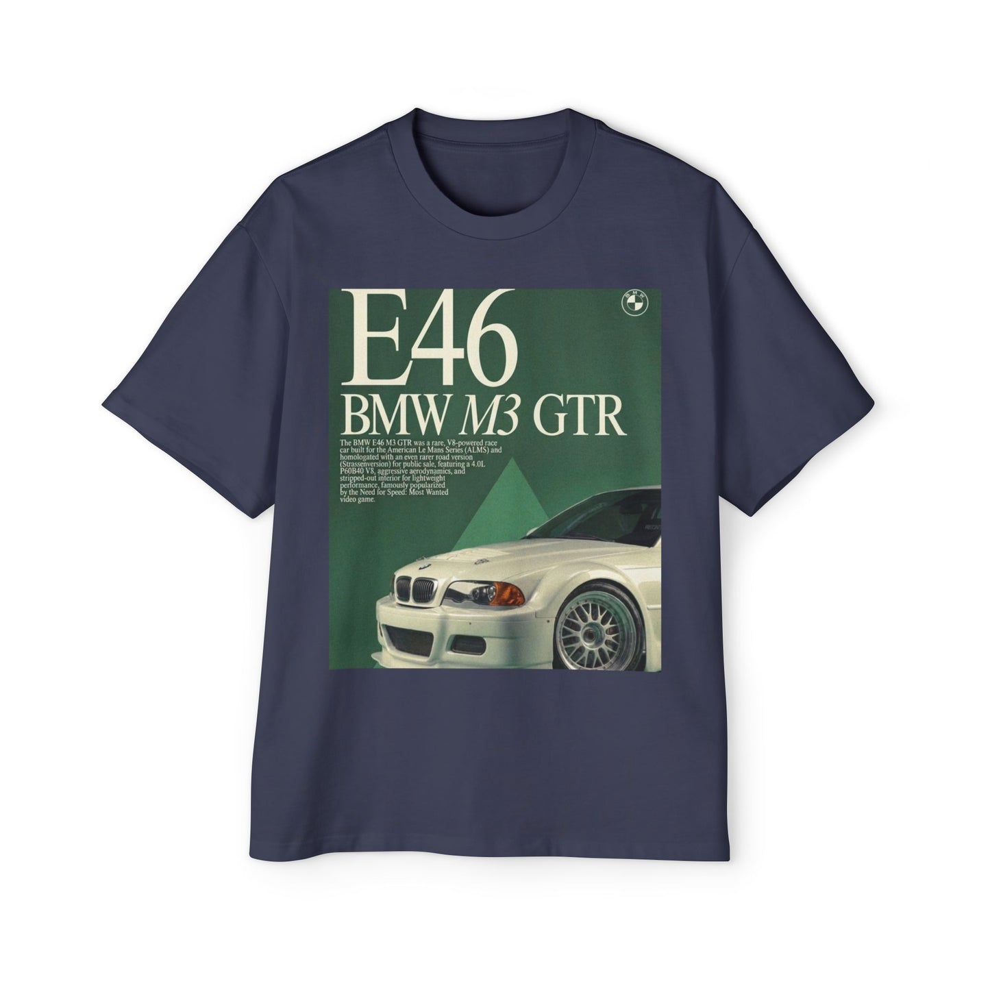 E46 BMW M3 GTR Tee — Vintage Racing Poster Graphic T-Shirt