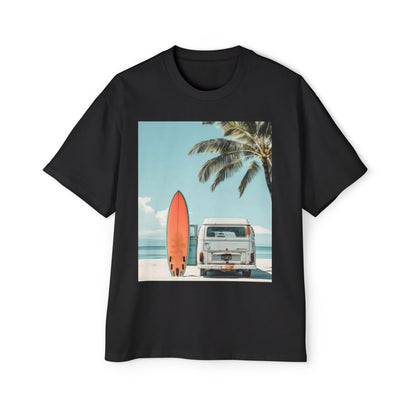Surf Van Beach T-Shirt — Vintage Palm & Surfboard Graphic Tee