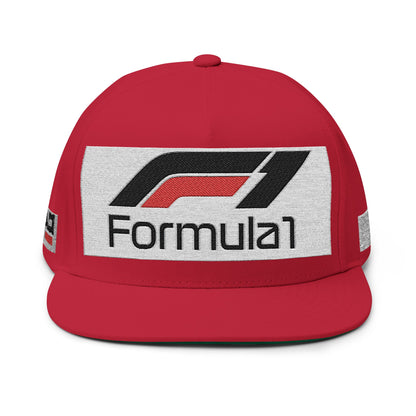 Formula 1 Embroidered Flat Bill Cap – Racing Logo Snapback