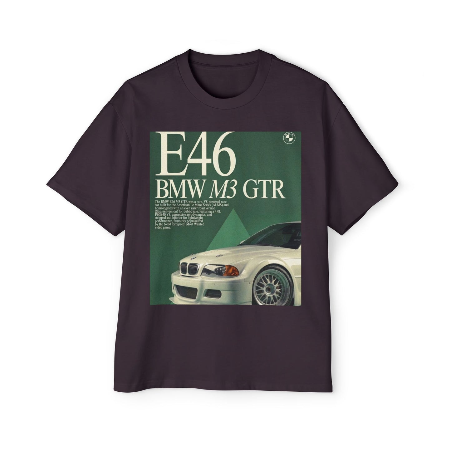 E46 BMW M3 GTR Tee — Vintage Racing Poster Graphic T-Shirt
