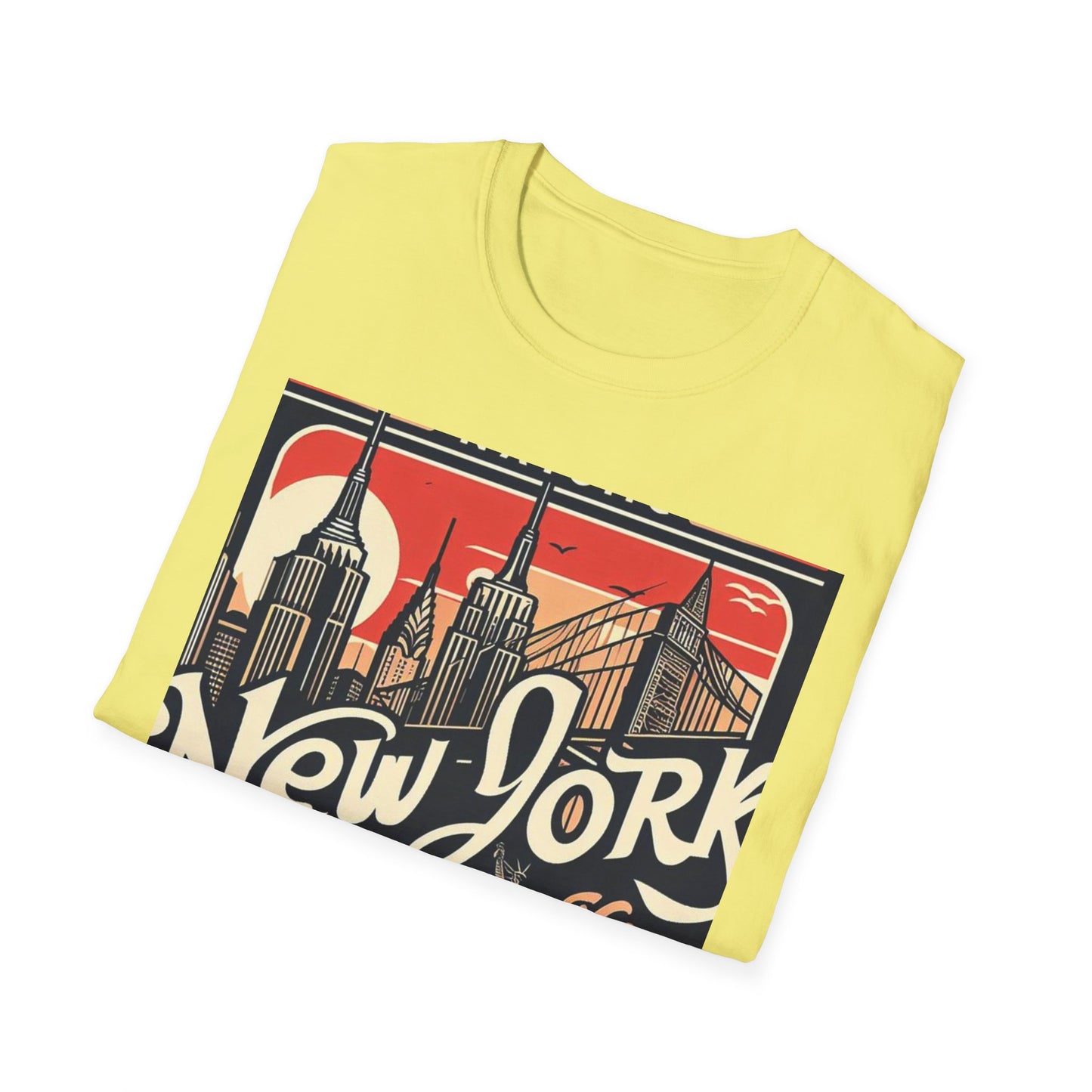 NYC Vintage T-Shirt, Unisex Softstyle Tee, New York City Shirt, Travel Souvenir Gift, Casual Wear for Tourists
