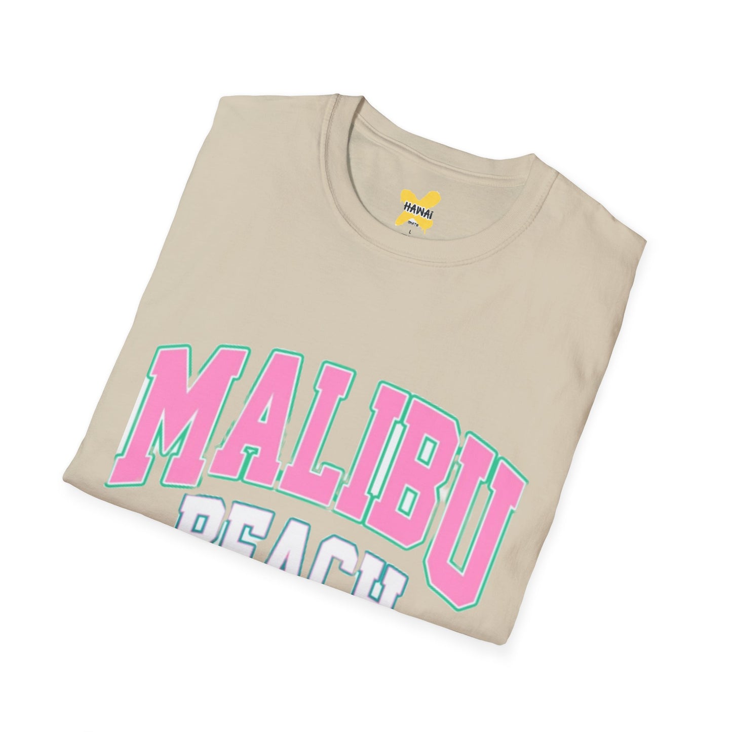 Malibu Beach Graphic T-Shirt - Unisex Softstyle Tee for Summer Vibes