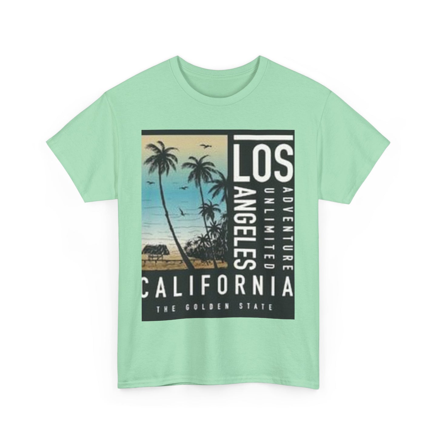 California Adventure Unisex Heavy Cotton Tee, Summer Style Shirt, Beach Vacation Top, Los Angeles Gift, Travel Apparel
