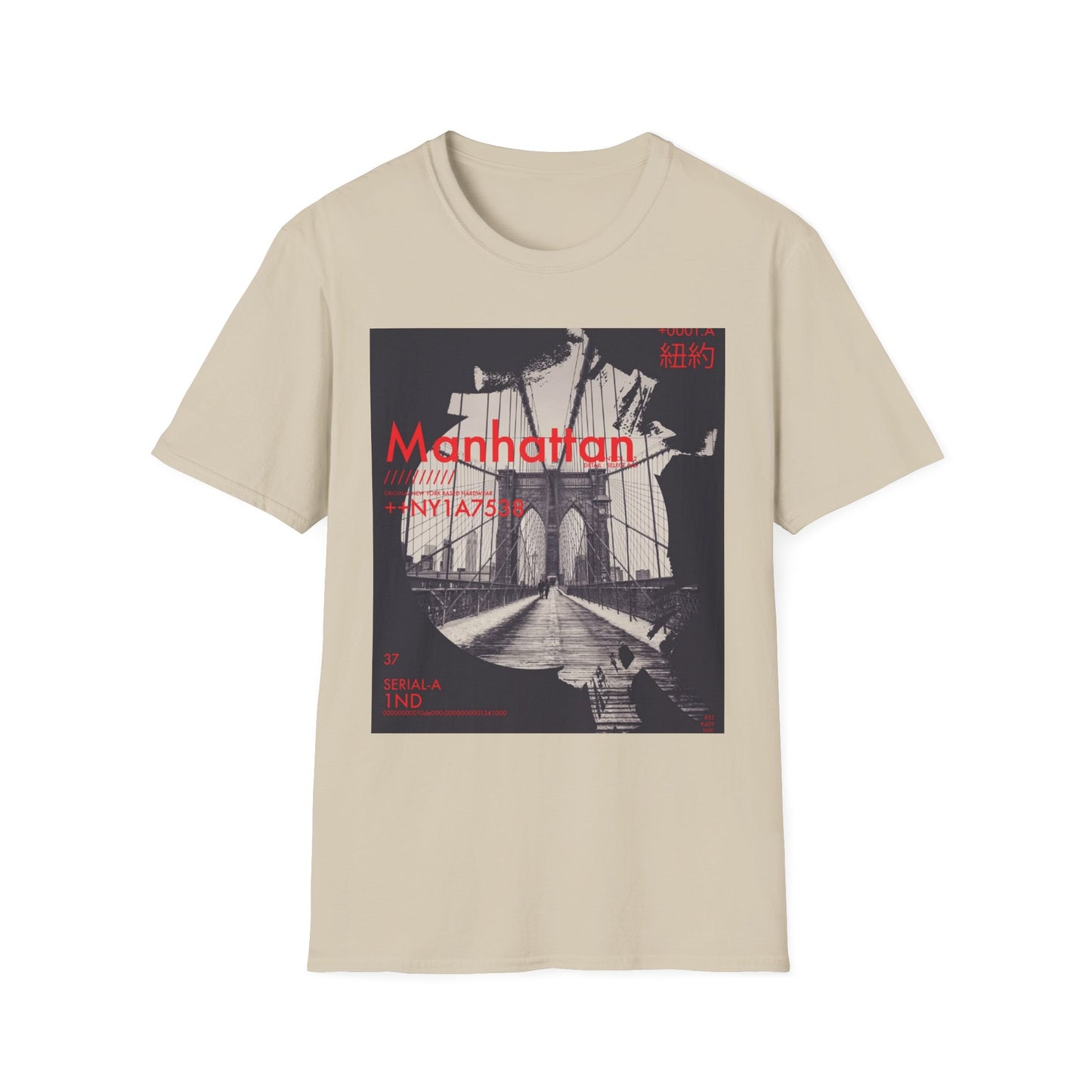 Manhattan Unisex Softstyle T-Shirt, NYC Art Tee, Graphic T-Shirt, Casual Wear, Gift for City Lovers, Travel Enthusiast