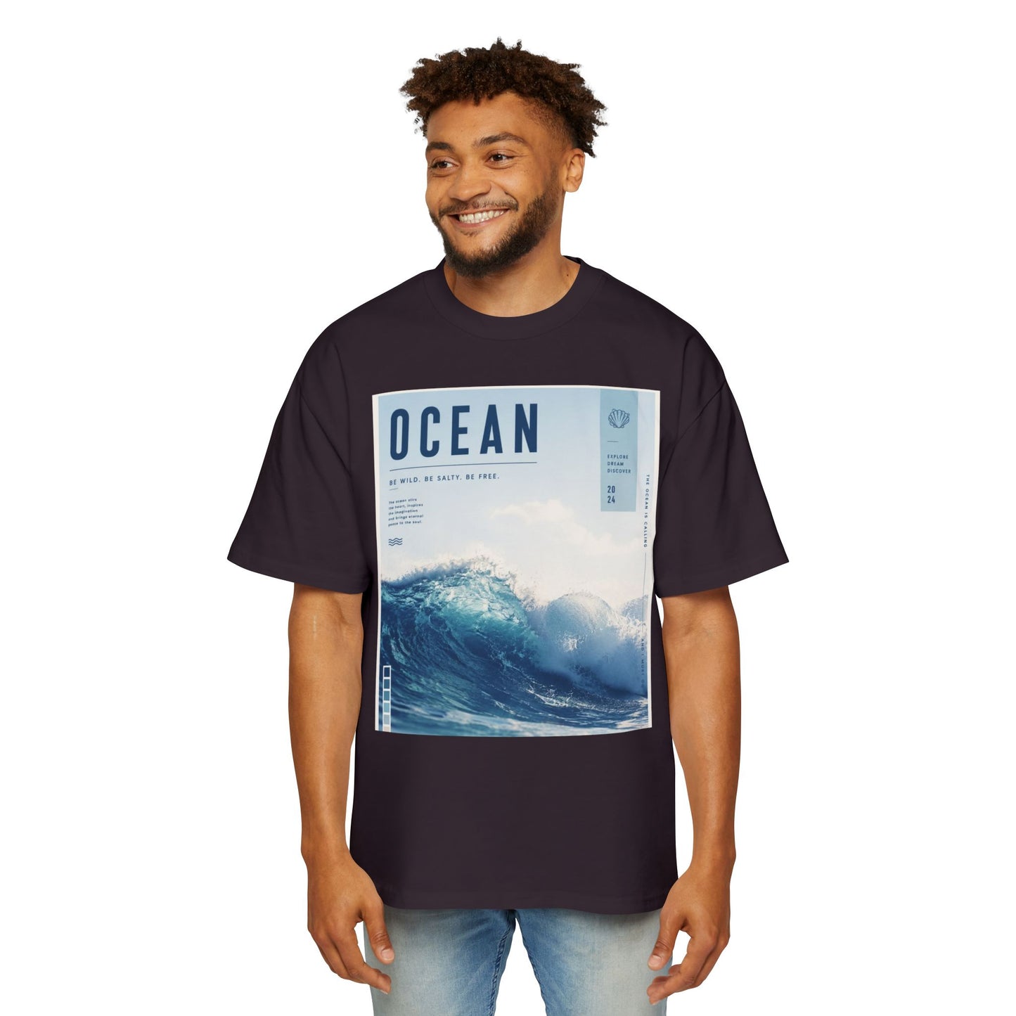 Ocean Wave Graphic Tee — "OCEAN" Coastal Photo Print T-Shirt