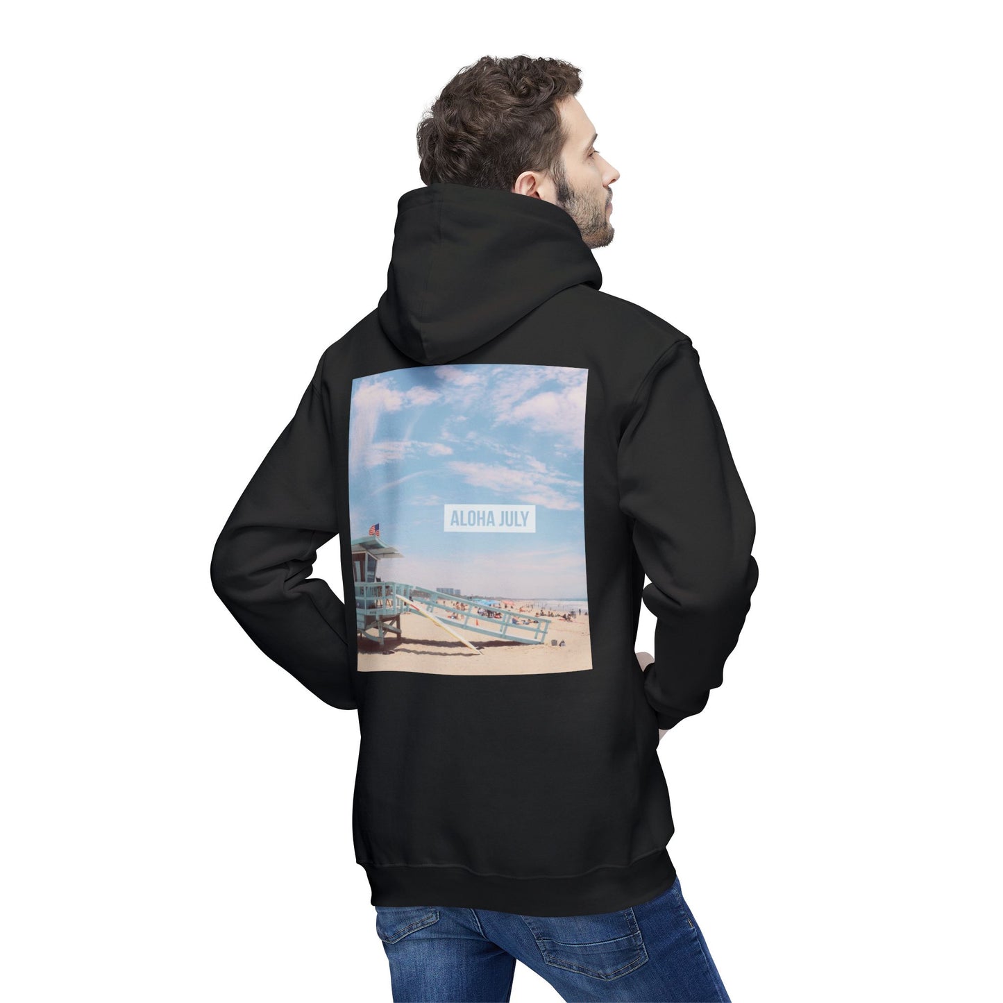 Aloha July Unisex Hooded Sweatshirt - Beach Vibes, Made in USA