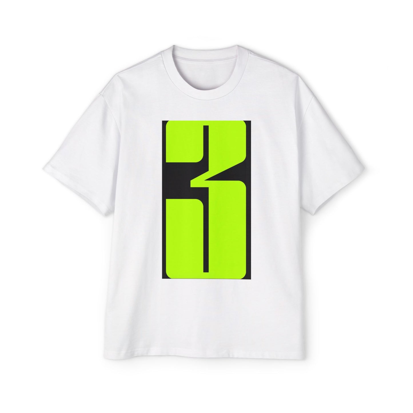 Oversized Tee — Neon Abstract '3' Graphic