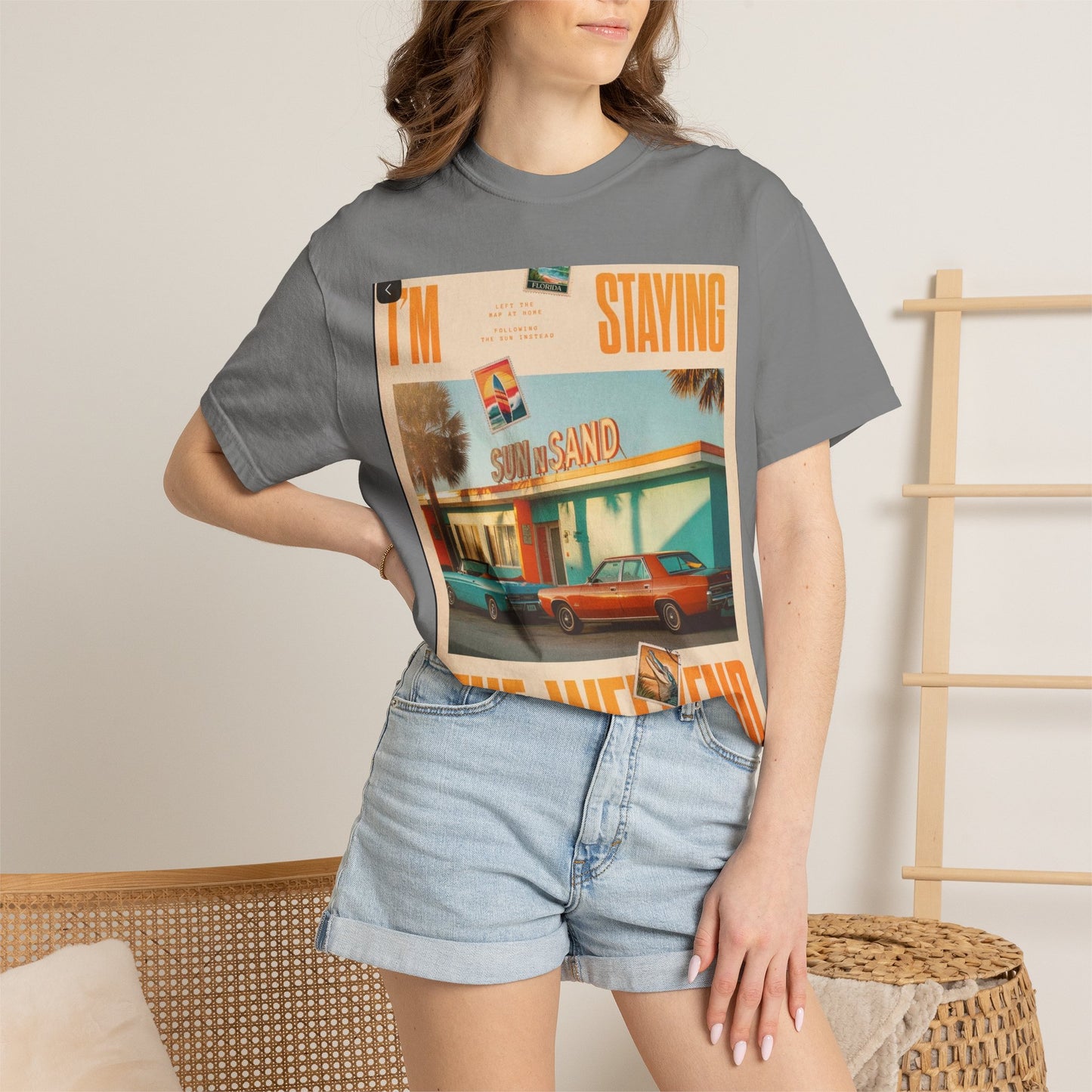 Weekend Staycation Vintage T-Shirt — "I'm Staying the Weekend" Retro Diner Design