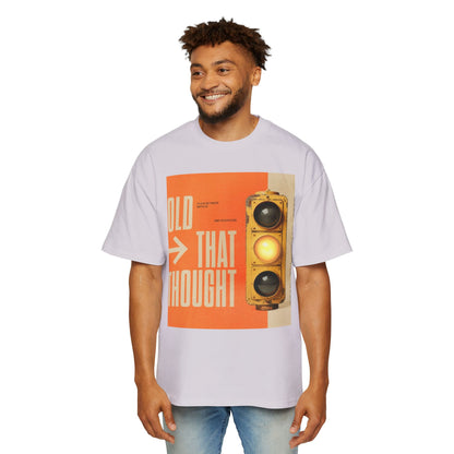 Oversized Tee — Retro Traffic Light 'Hold That Thought' Graphic