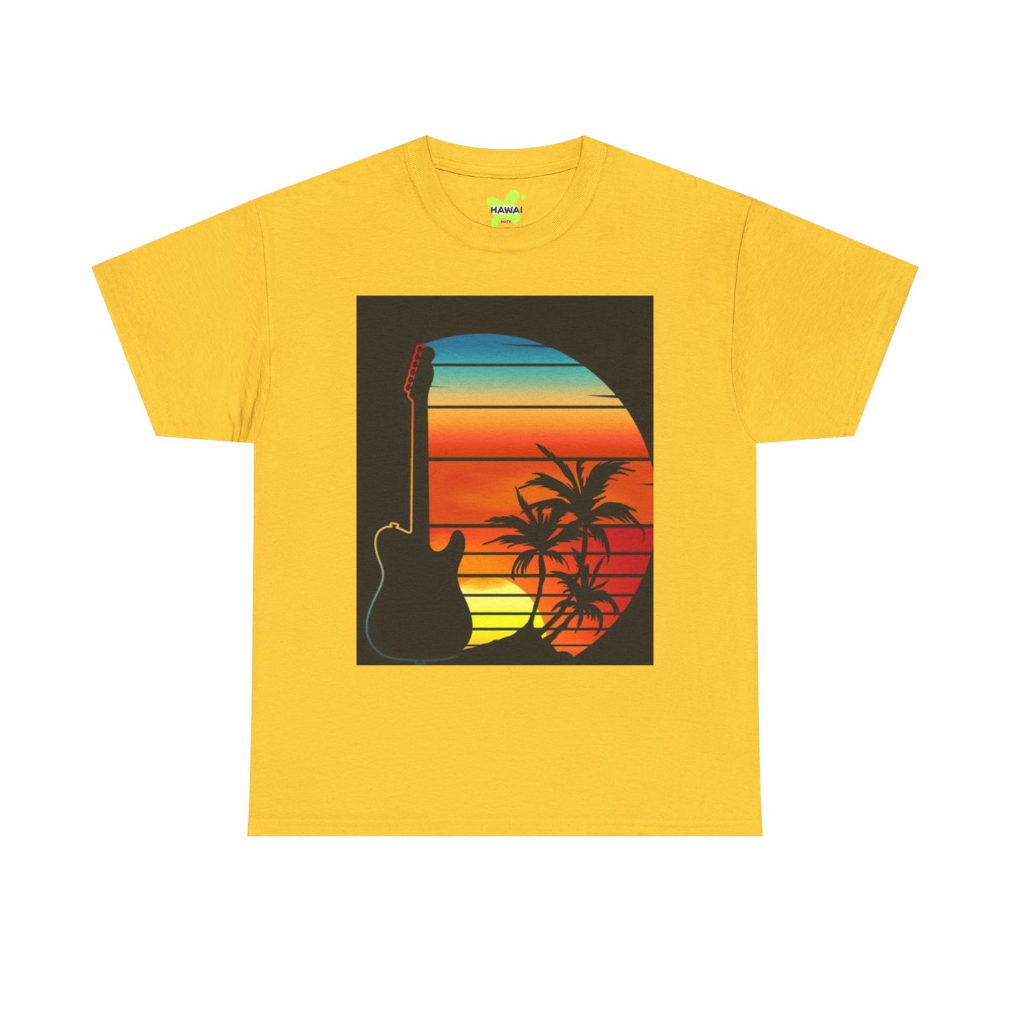 Sunset Guitar Vibe Unisex Heavy Cotton Tee